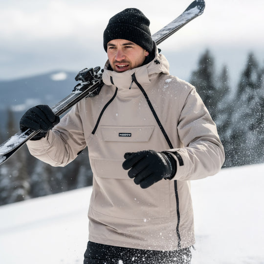 Skianorak til mænd, Beige, miljøbillede. #color_stone-greige