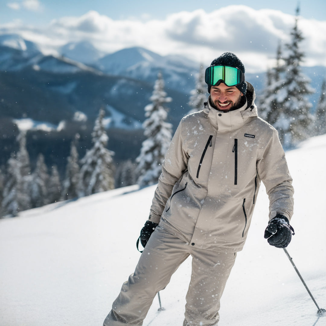 Skijakke til mænd, Beige, miljøbillede. #color_stone-greige