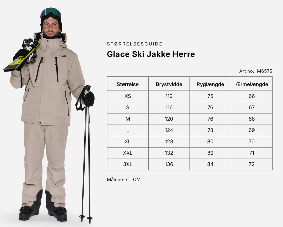 Størrelsesguide – skijakke til mænd