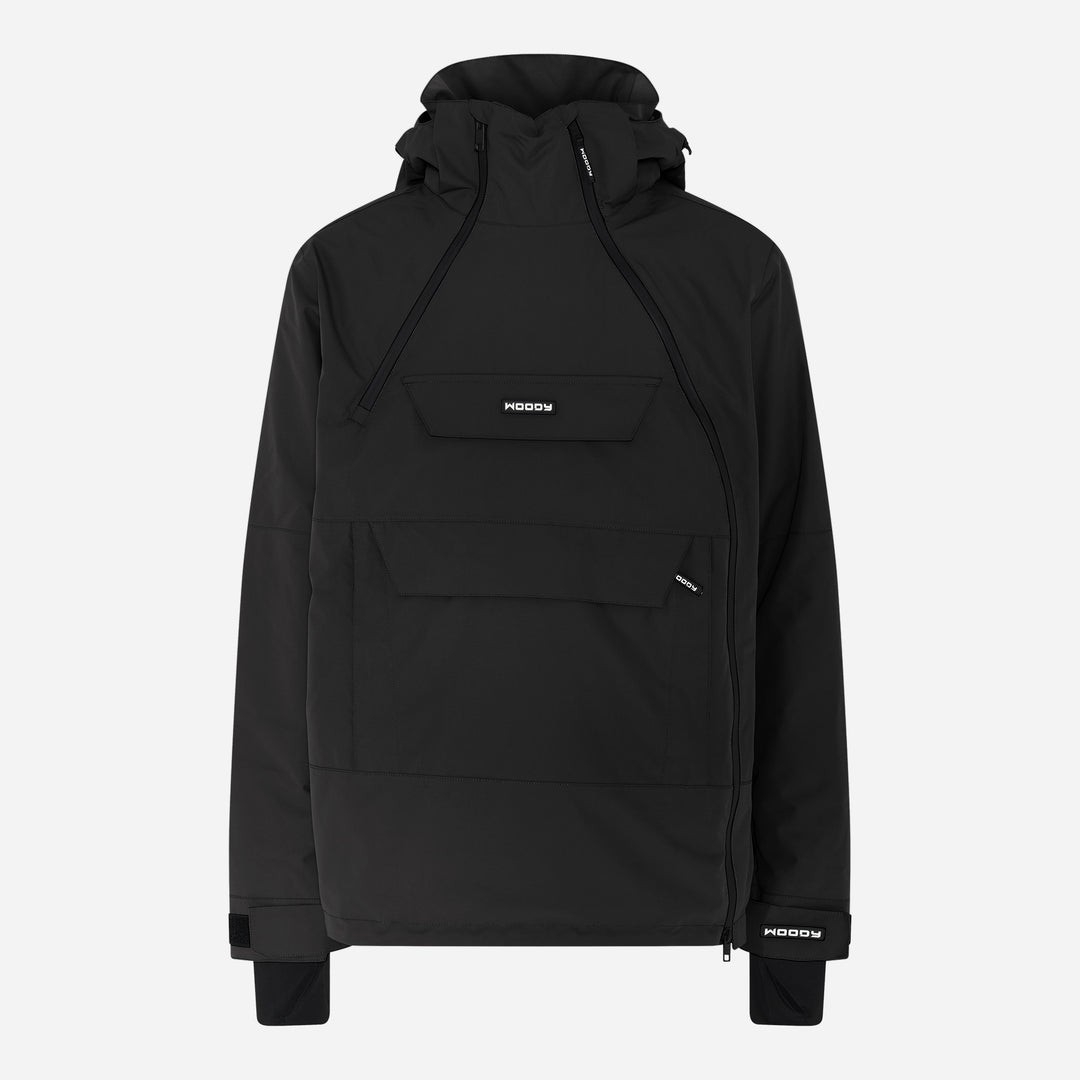 Men's Alpine Ski Anorak, charcoal black, front view. #color_charcoal-black
