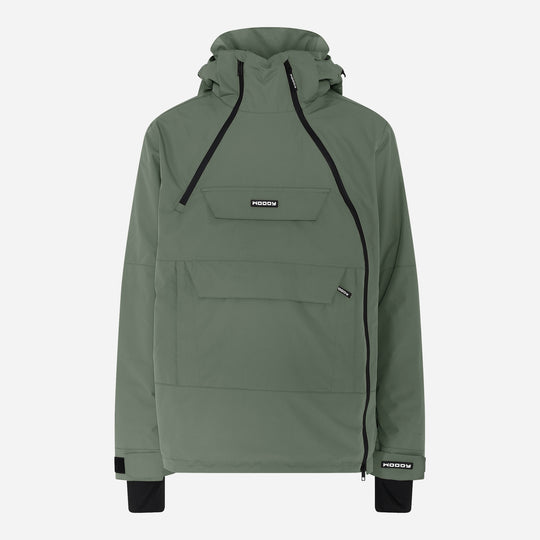 Men's Alpine Ski Anorak, dark olive, front view. #color_dark-olive