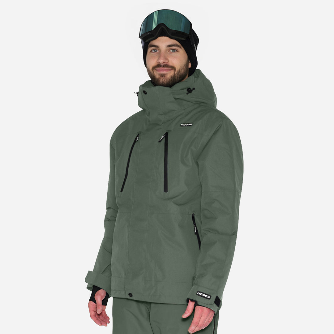 Skijakke til mænd, Mørk oliven, produktfoto1. #color_dark-olive