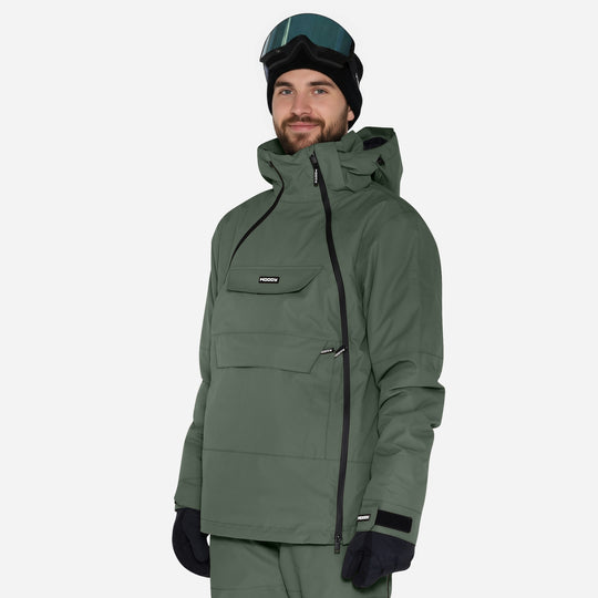 Skijakke til mænd, Mørk Oliven, produktfoto. #color_dark-olive