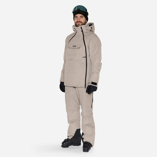 Skianorak til mænd, Beige, produktfoto.  Front #color_stone-greige