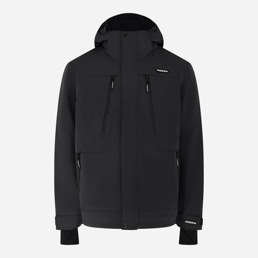 Men's Glace Ski Jacket, charcoal black, front view. #color_charcoal-black