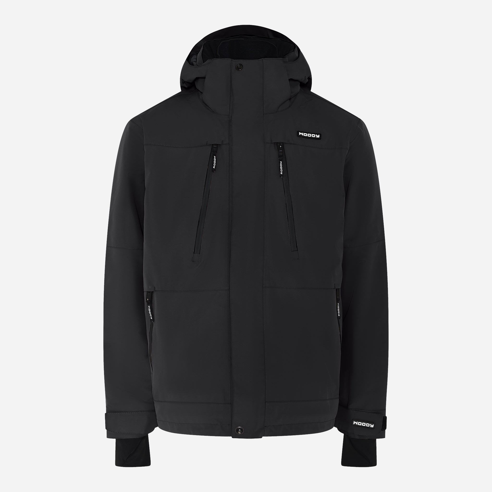Men's Glace Ski Jacket, charcoal black, front view. #color_charcoal-black