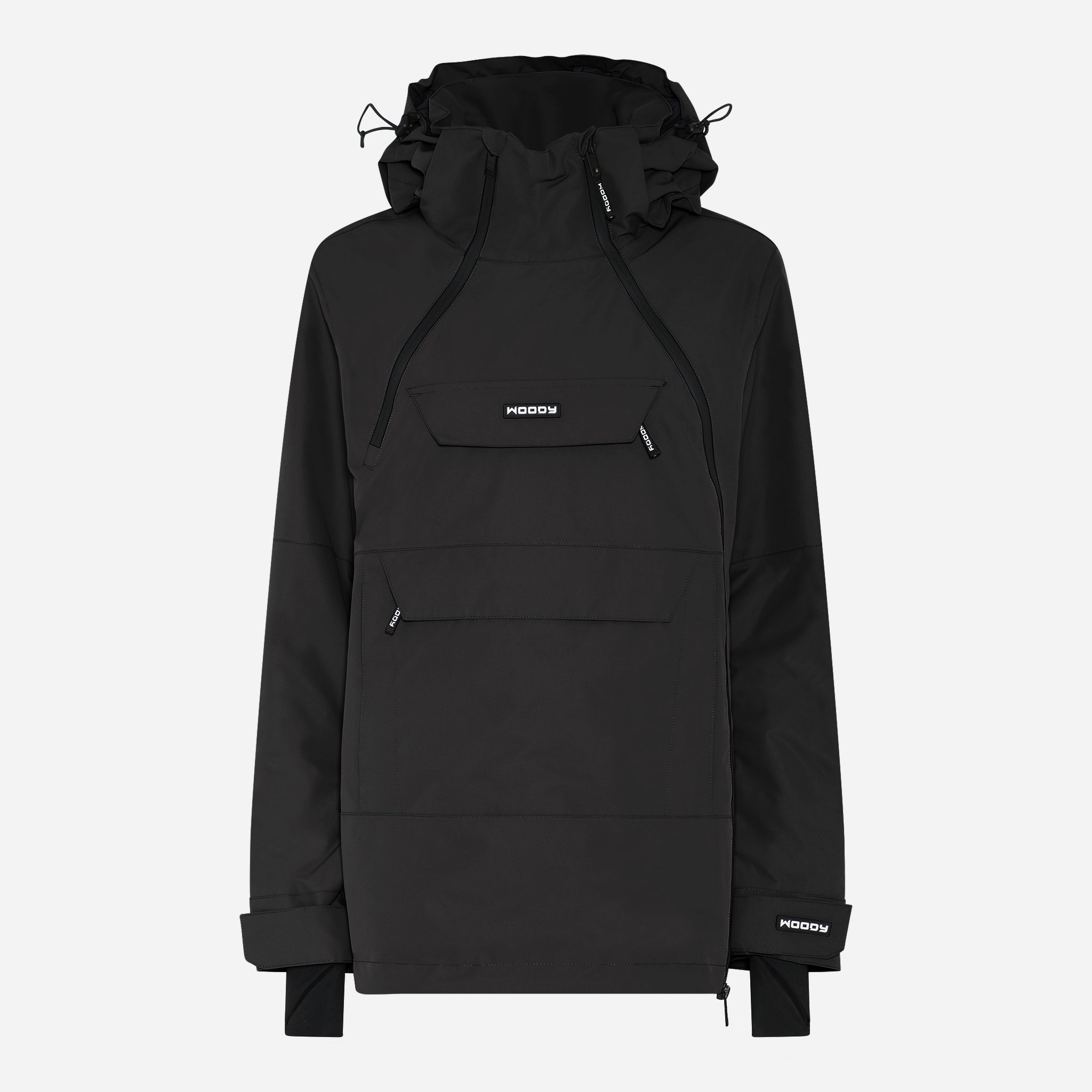 Women's Alpine Ski Anorak, charcoal black, front view. #color_charcoal-black