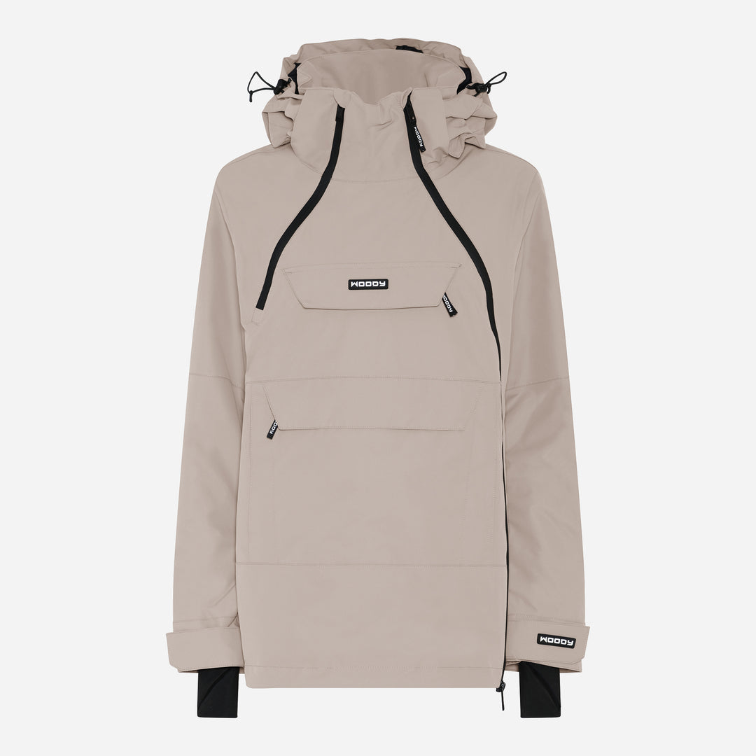 Women's Alpine Ski Anorak, stone greige, front view. #color_stone-greige