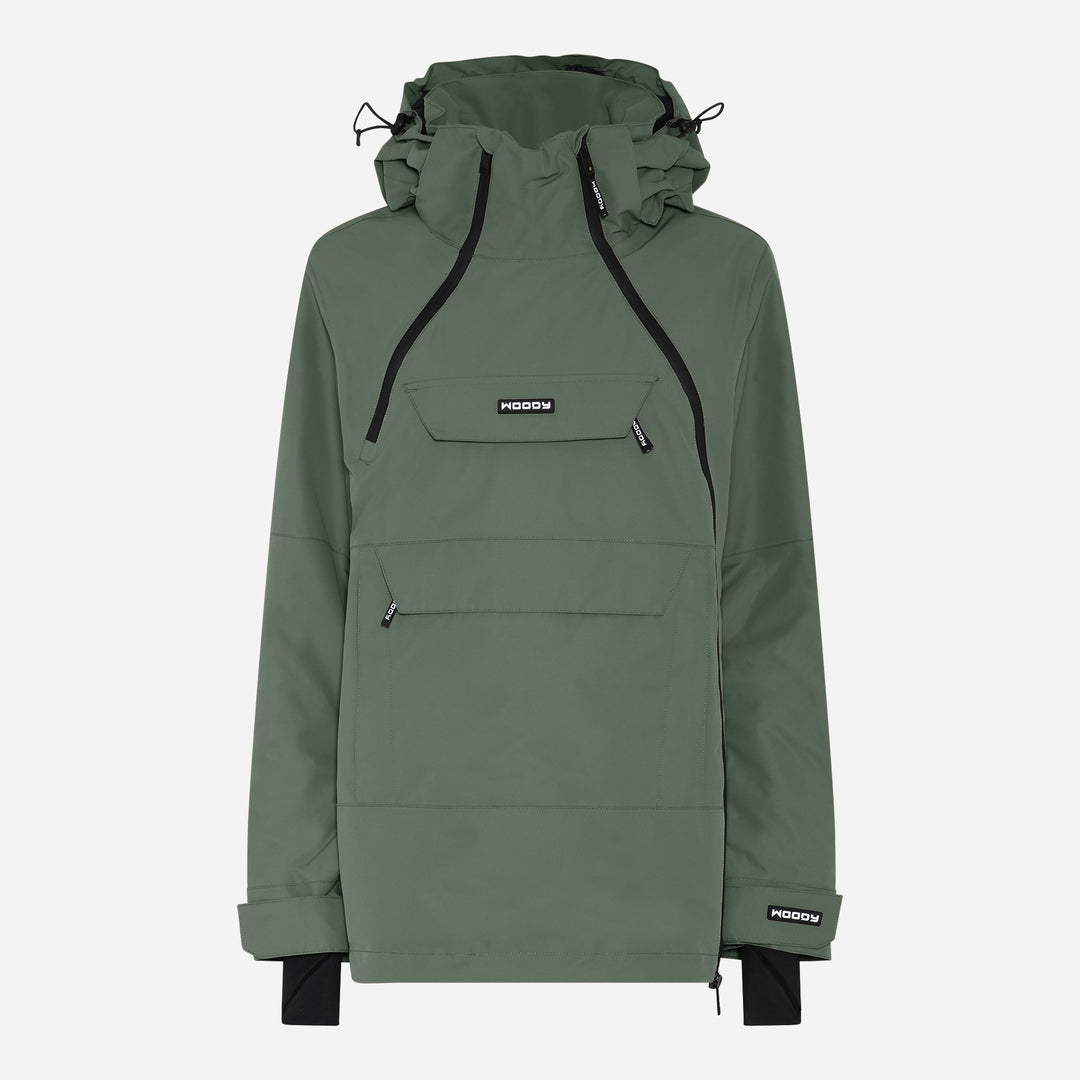 Women's Alpine Ski Anorak, dark olive, front view. #color_dark-olive
