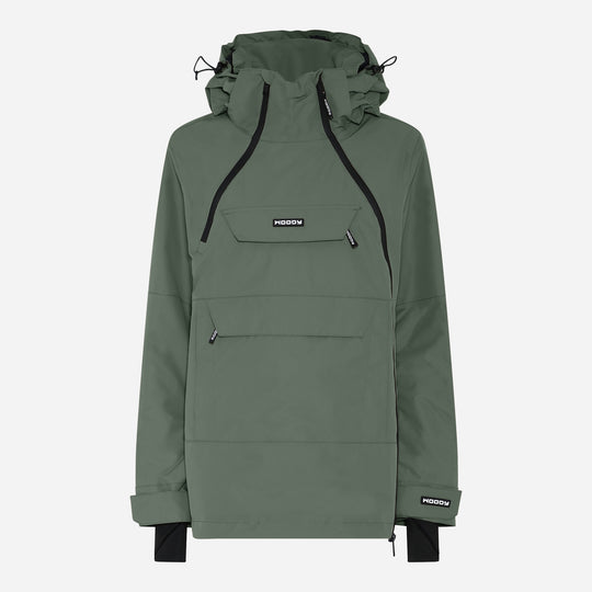 Women's Alpine Ski Anorak, dark olive, front view. #color_dark-olive