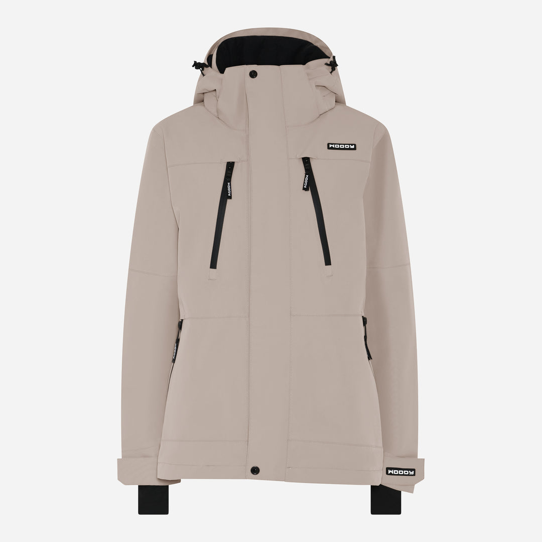 Women's Glace Ski Jacket, stone greige, front view. #color_stone-greige