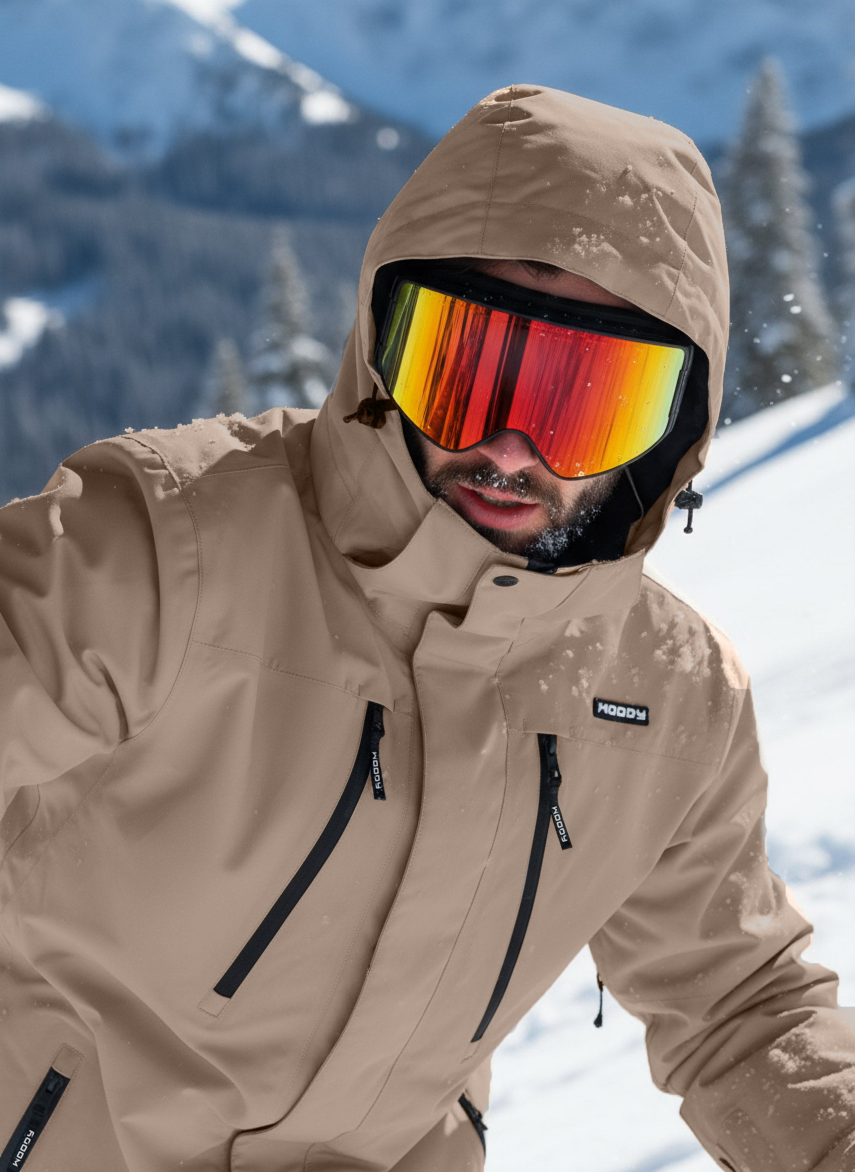 Skibriller med rød spejl-linse.