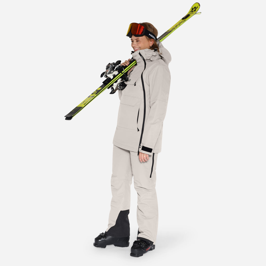 Skianorak og bukser til kvinder, Grå, produktfoto #color_silver-grey