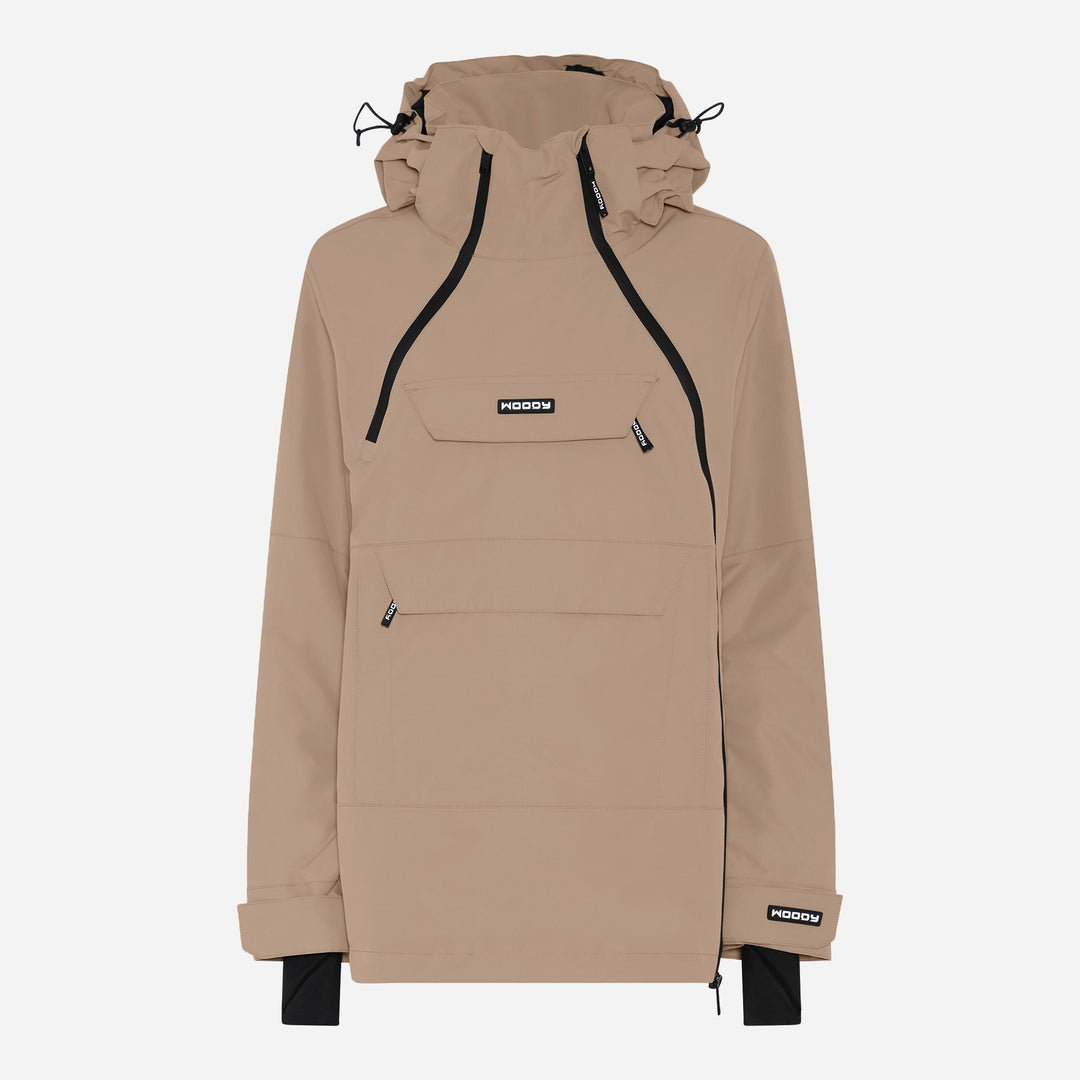 Alpine ski-anorak til kvinder, Beige, forfra. #color_stone-greige