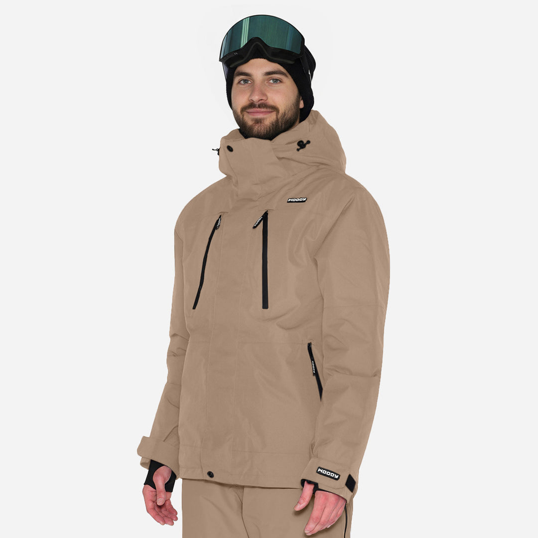 Skijakke til mænd, Beige, produktfoto. #color_stone-greige