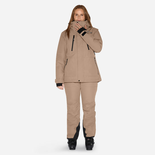 Skijakke og bukser til kvinder, Beige, produktfoto  #color_stone-greige