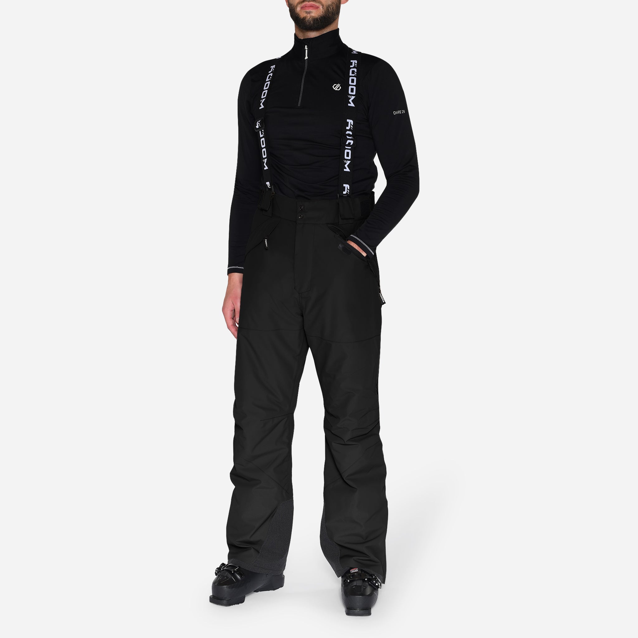 Skibukser til mænd, Sort, produktfoto.  Front #color_charcoal-black