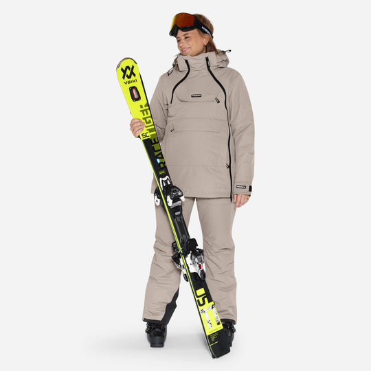 Skianorak til kvinder, Beige, produktfoto   4 #color_stone-greige