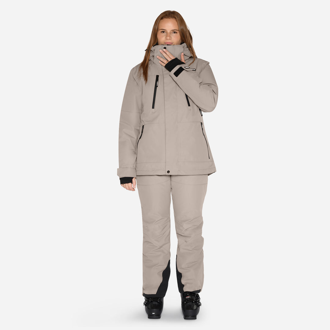 Skijakke og bukser til kvinder, Beige, produktfoto  #color_stone-greige