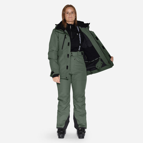 Skijakke til kvinder, Mørk Oliven, produktfoto 4 #color_dark-olive