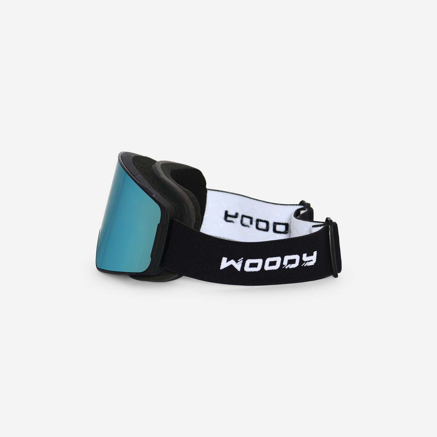 Unisex ski goggles, ice blue mirror lens, angled side view 2