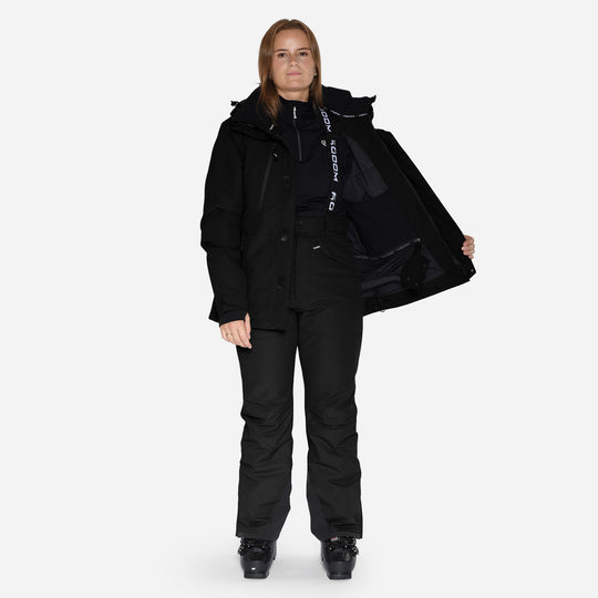 Skijakke til kvinder, Sort, produktfoto   4 #color_charcoal-black